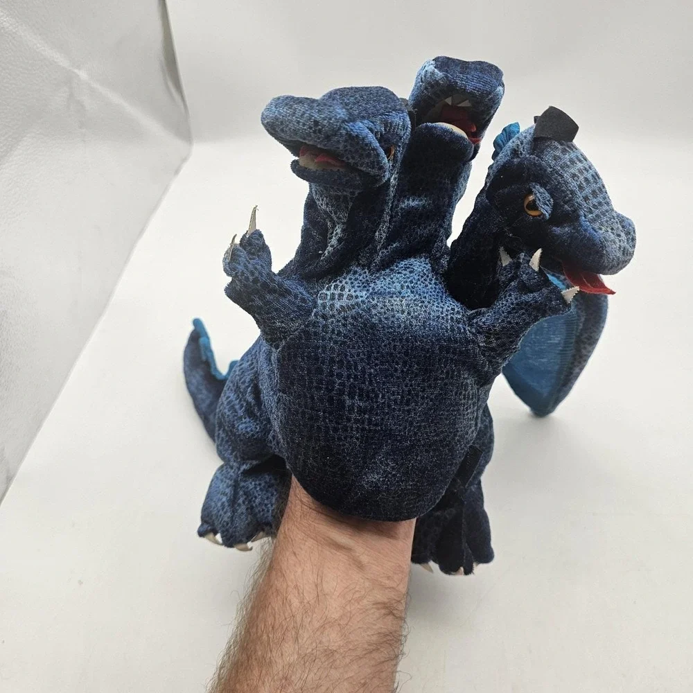 Folkmanis Blue Three Headed Dragon Hand Puppet Plush Stuffed Toy Kids Play 16